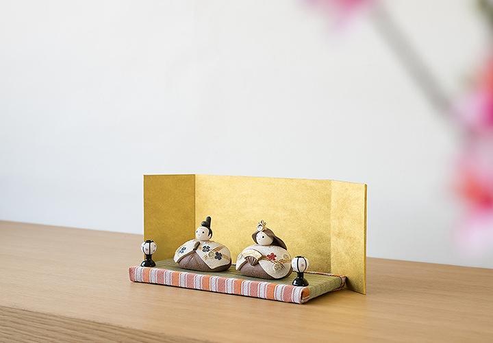 【信楽焼・明山】いわい　陶雛人形　すみれ親王飾りセット　iwai-h08