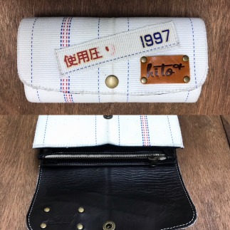 消防ホース・アップサイクル財布［白系・ストライプあり］