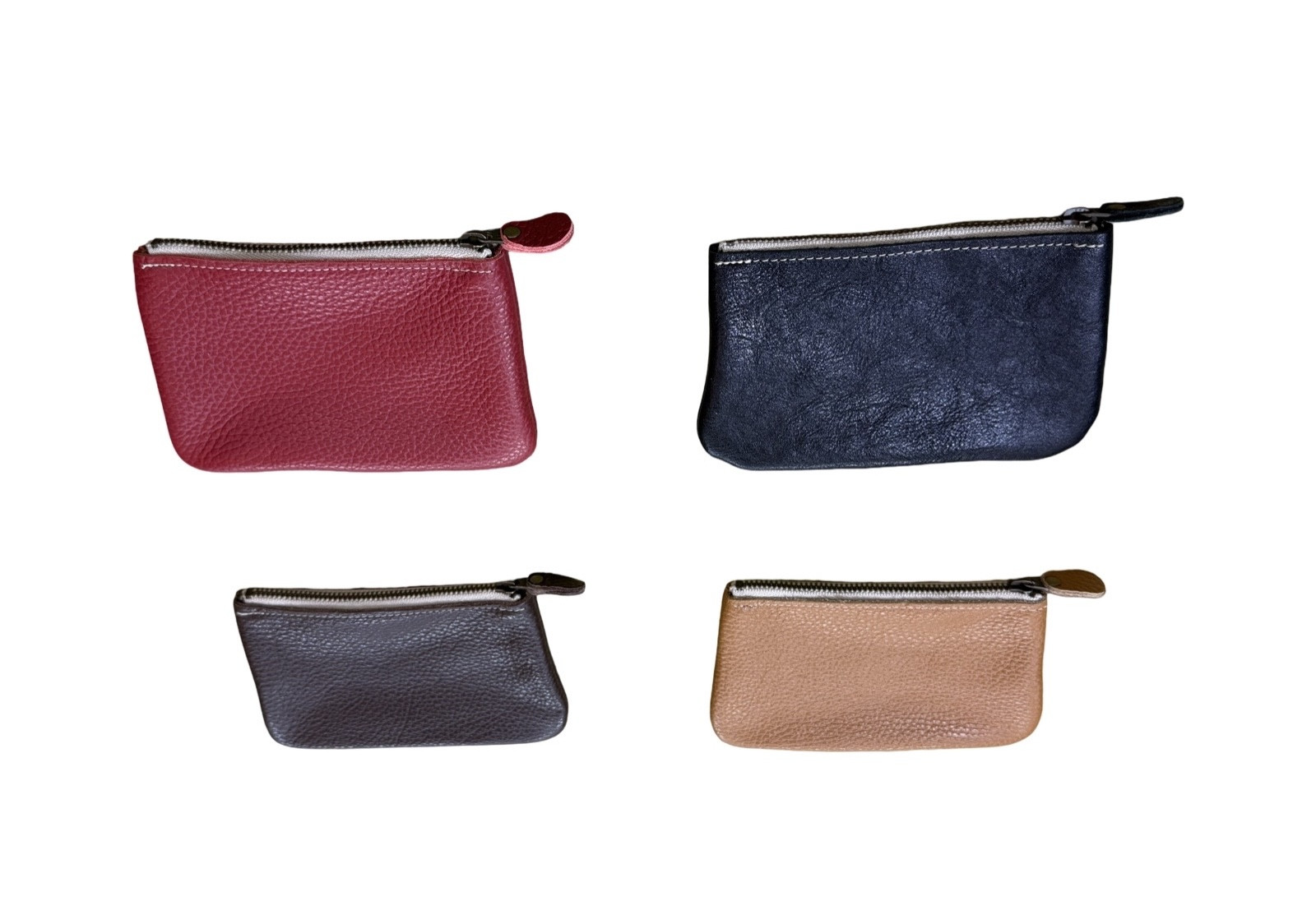 革・ファスナーポーチ ミニ［ワイン］