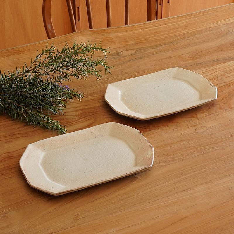 信楽焼　八角プレート（小）　鉄散　２枚セット