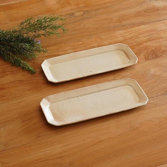 信楽焼 八角長皿　鉄散 ２枚セット【古谷製陶所】