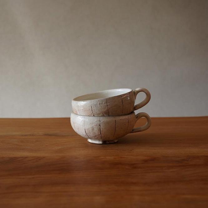 信楽焼 スープカップ たて鉄線 ２個セット【古谷製陶所】