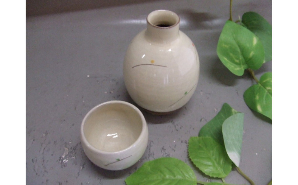 【信楽焼】徳利＆ぐいのみ（粉引）　日本酒　nwu-027
