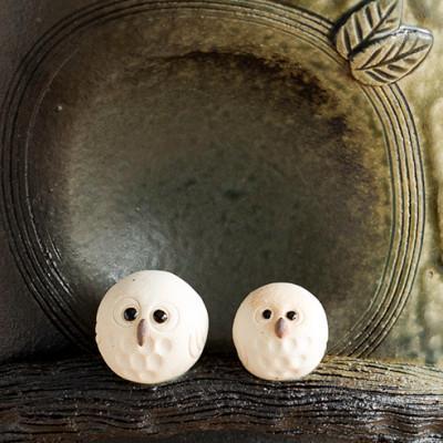 ビードロペアふくろう傘立　B155-01　信楽焼・明山