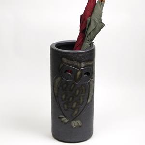 信楽焼 黒ぼかしふくろう傘立て