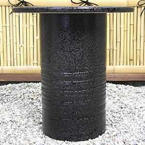 信楽焼 14号黒スパタテーブルセット（テーブル1点、椅子2点）