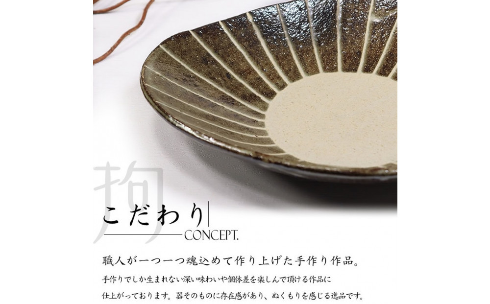 信楽焼 山逢いシリーズ たわみパスタ皿（大） 陶器 【一珍】