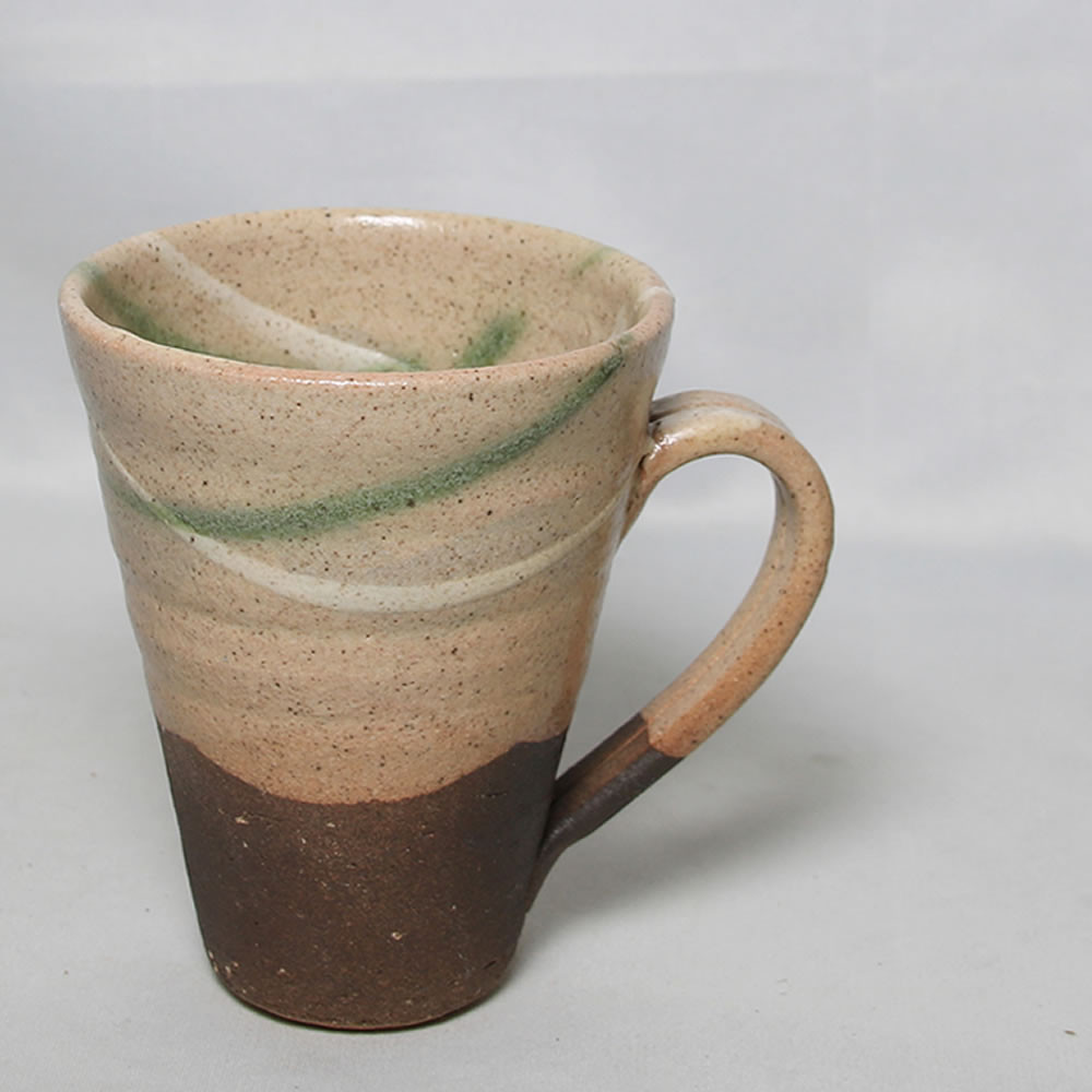 信楽焼 ビアジョッキ ソリ型マグカップ 400ml（やまあい）