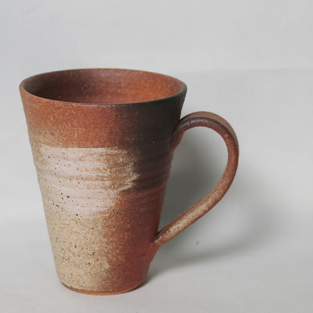 信楽焼 ビアジョッキ ソリ型マグカップ 400ml（火色）