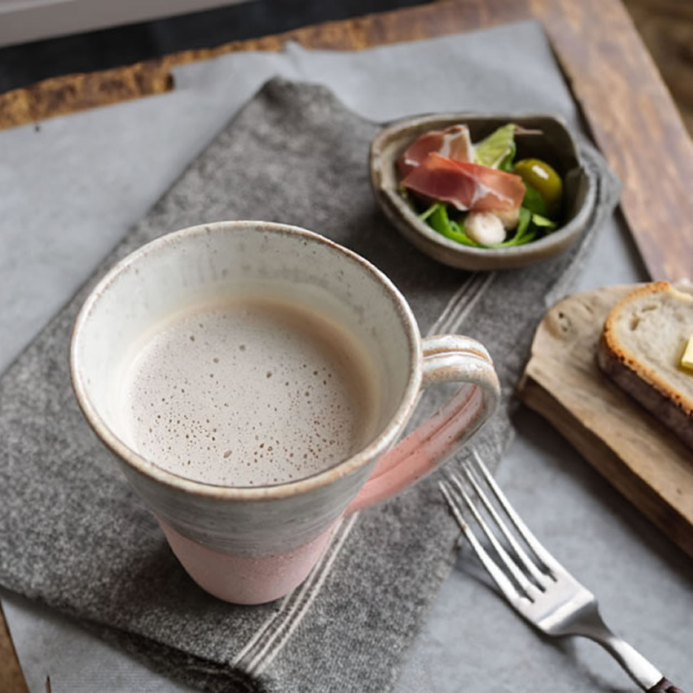 信楽焼 ビアジョッキ ソリ型マグカップ 630ml（潮騒ピンク）