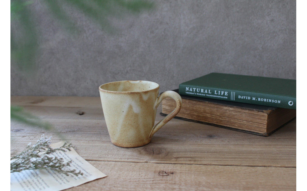 匠 －TAKUMI－【信楽焼】流し釉マグカップペア（2個）（ベージュ） mu-015