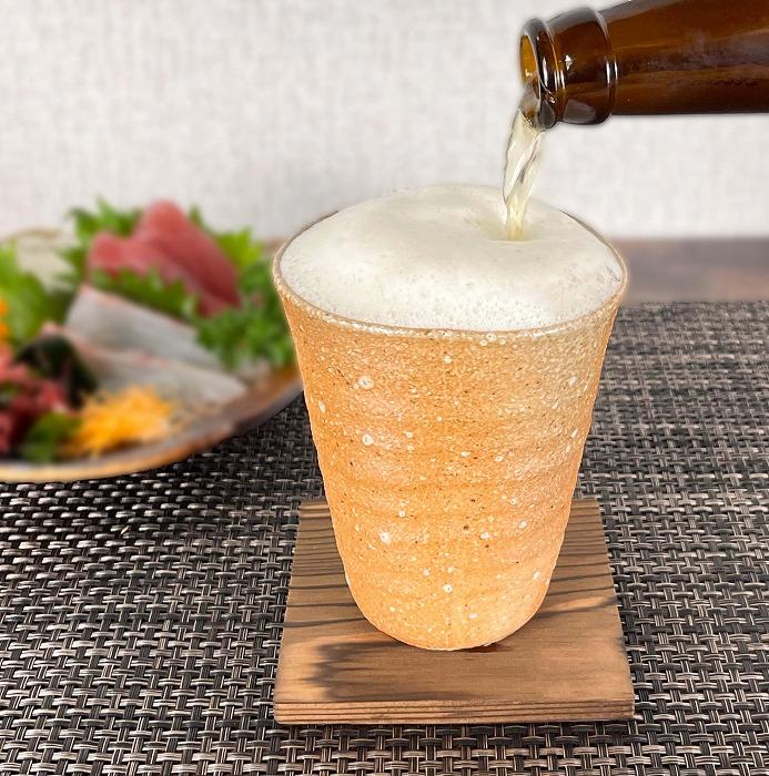 【高橋楽斎 作】信楽焼ビアーマグぺア（2個）　mu-016