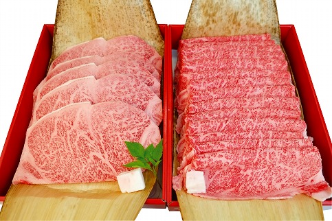 近江牛A5ランクロースすき焼・サーロインステーキセット