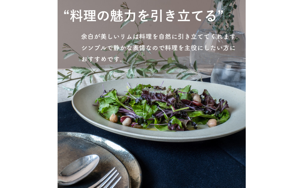 【信楽焼・明山】リムオーバル皿 L（生成り）s18-di19-A7