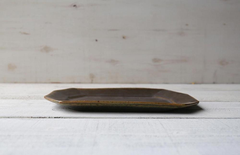 信楽焼　サビ釉　八角プレート (大)【古谷製陶所】