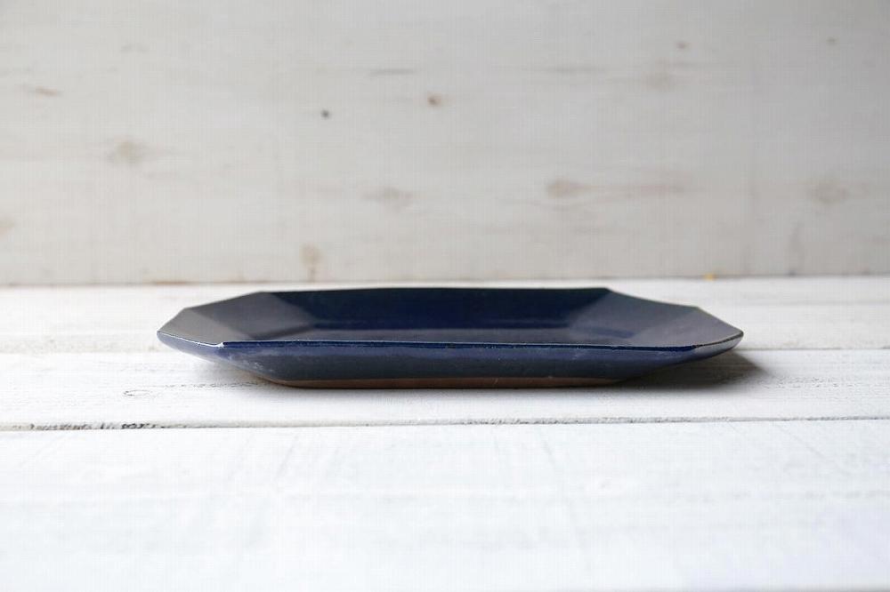 信楽焼　ルリ釉　八角プレート (大)【古谷製陶所】