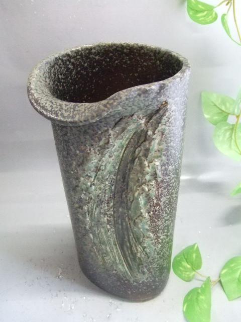 【信楽焼】緑彩釉花入れ　花入　花器　花瓶　nha-020