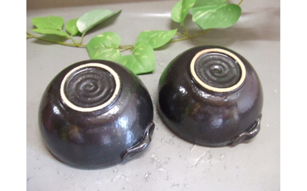 【信楽焼】黒釉小鉢2個セット うつわ　　　　nwu-028