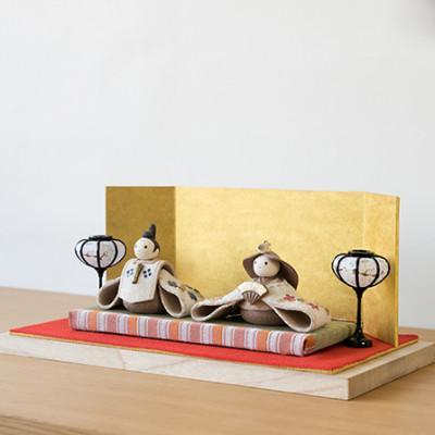 【 信楽焼・明山】かすみ親王飾りセット　iwai-h06