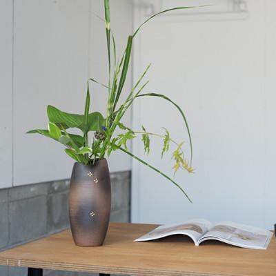 小花金彩投入花器　B93-12　信楽焼・明山