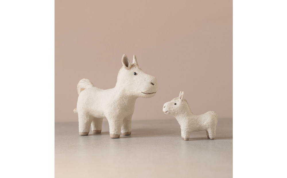 【信楽焼・明山】干支置物「迎春うま」親子セット　eto26-01