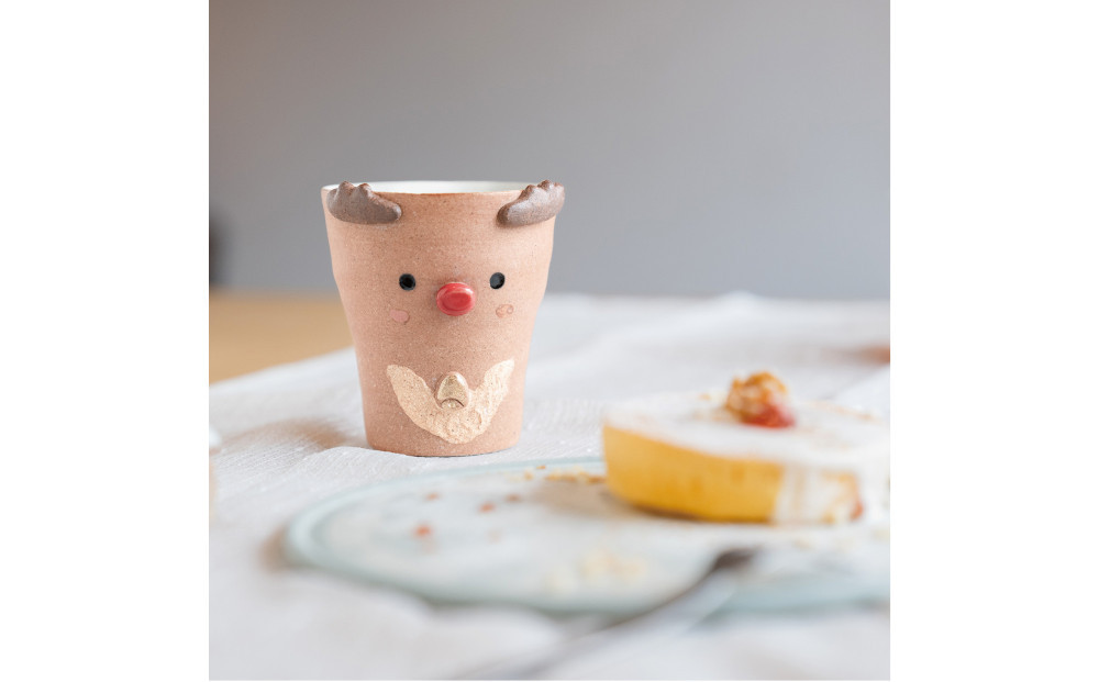 【信楽焼・明山】トナカイのフリーカップ　s15-27