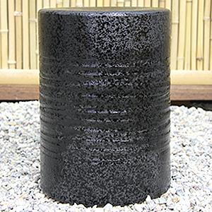 信楽焼 14号黒スパタテーブルセット（テーブル1点、椅子2点）