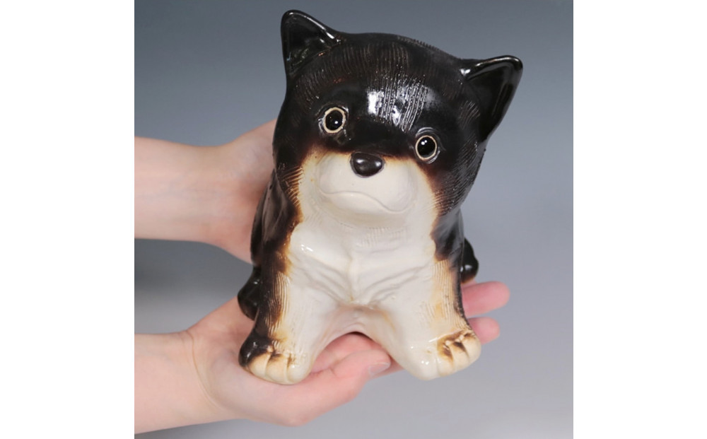 信楽焼 4号 柴犬 置物（黒色） 陶器