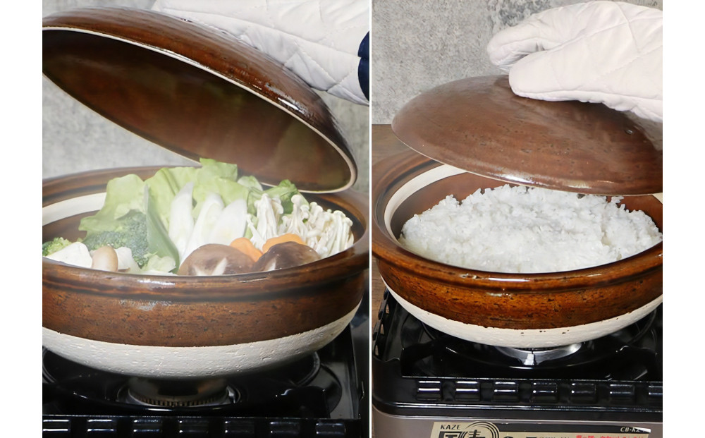 信楽焼 10号手付き土鍋 ご飯鍋（飴色）