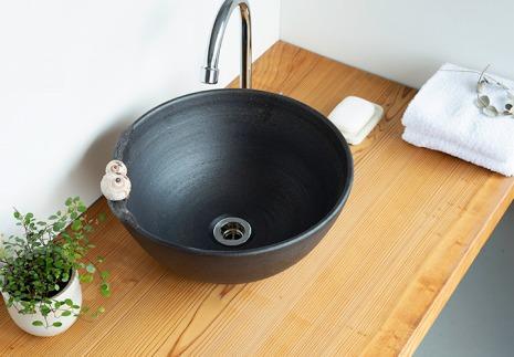 【信楽焼・明山】仲良しふくろう丸型手洗鉢(φ30cm)　washbowl-08