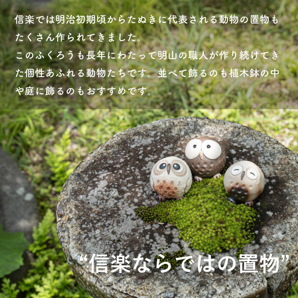 【信楽焼・明山】　ちびふくろう　3匹セット　S11-197_8_9
