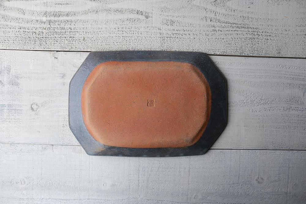 信楽焼　グレー釉　八角プレート (大)【古谷製陶所】