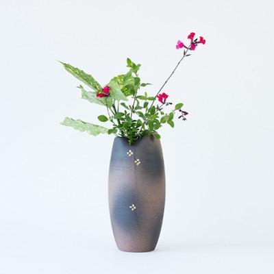 小花金彩投入花器　B93-12　信楽焼・明山