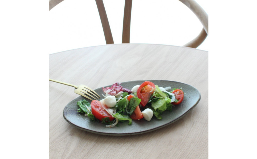 匠 －TAKUMI－ 【信楽焼】楕円プレート（グレー）２枚セット　mu-005