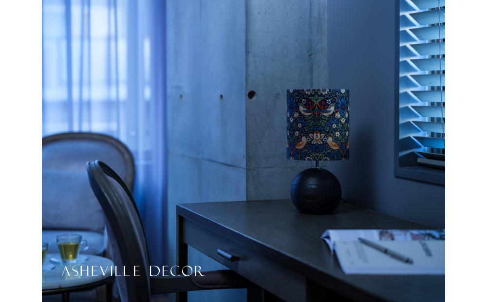 【mimi lamp】ミミランプ（黒） - ウィリアムモリス いちご泥棒（日本製）テーブルスタンド・照明