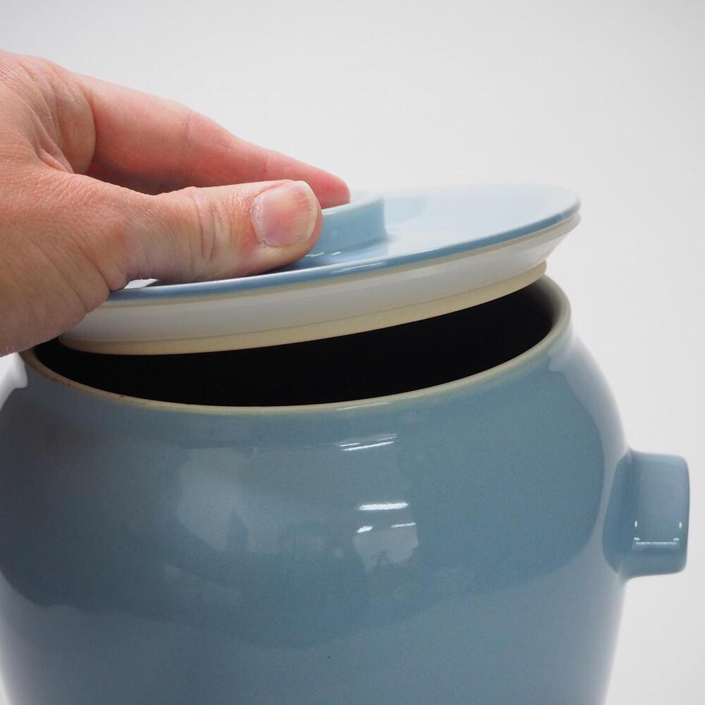 信楽焼　発酵壺　青色