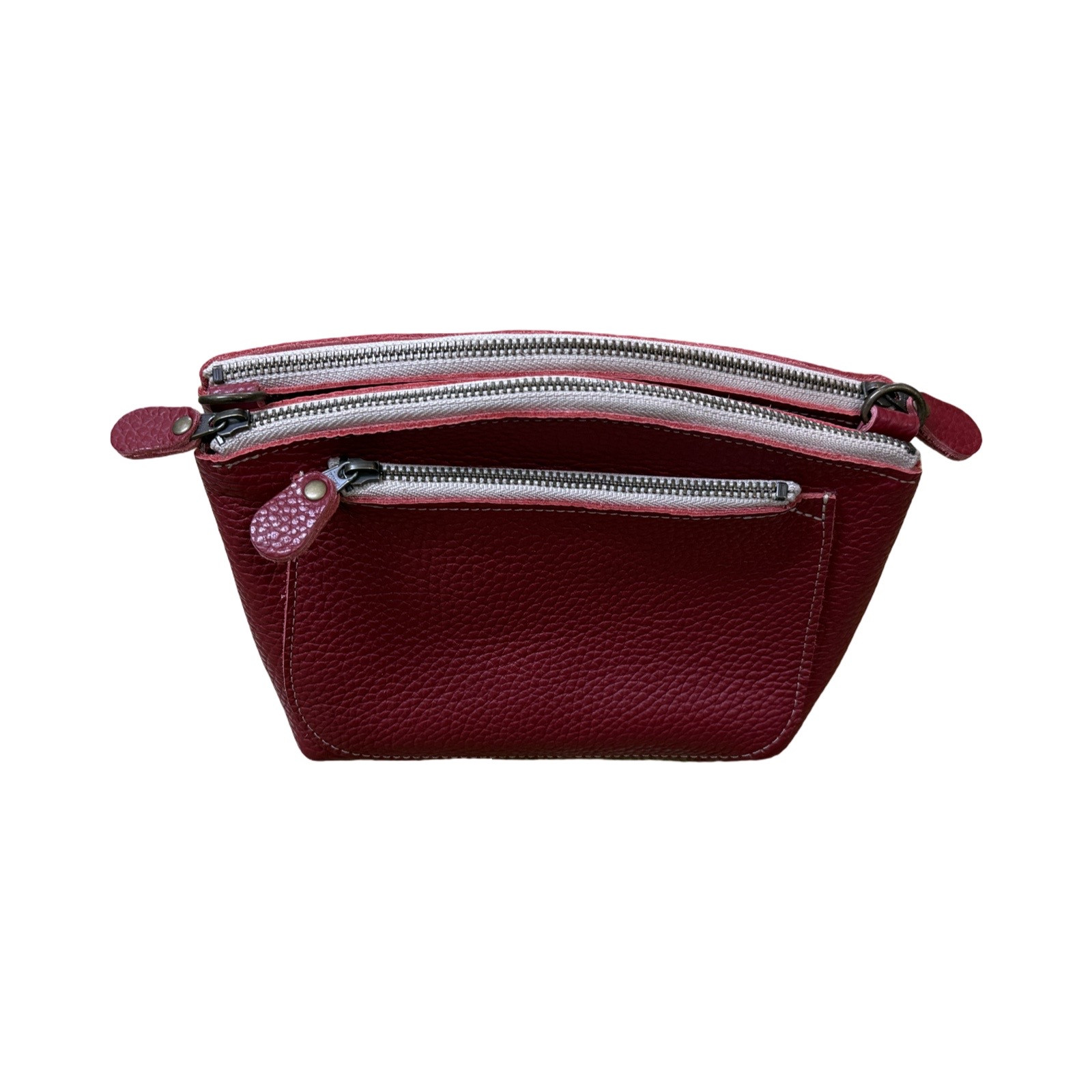 革・ダブルポシェット ミニ［ワイン］