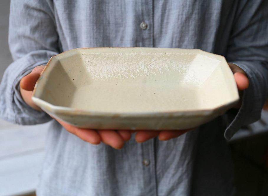 信楽焼 八角深鉢（小） グレー釉 ２枚セット【古谷製陶所】