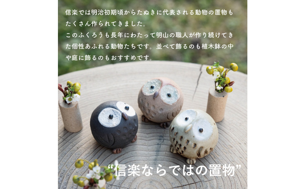 【信楽焼・明山】ひとみちびふくろう　3匹セット　hc-060708