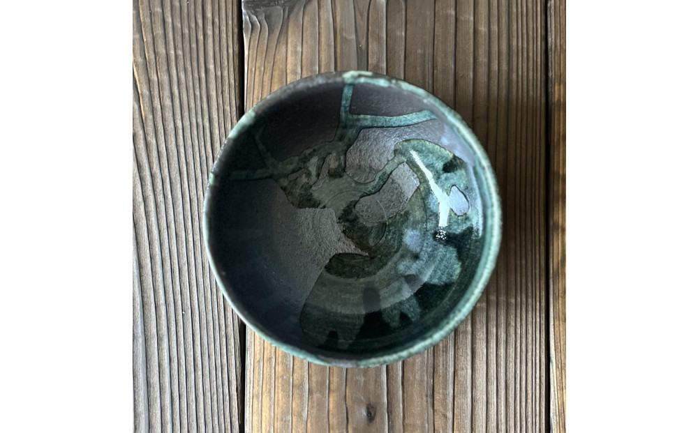 信楽焼　いろどり小鉢2個セット（黒釉青流し）