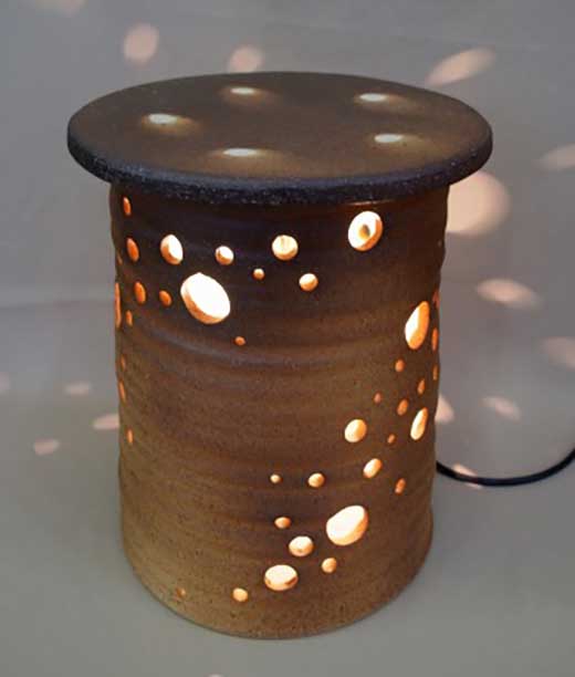 信楽焼 陶灯り（つくばい型）