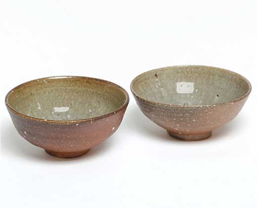 信楽焼 焼締＋淡海釉麺鉢 二個組