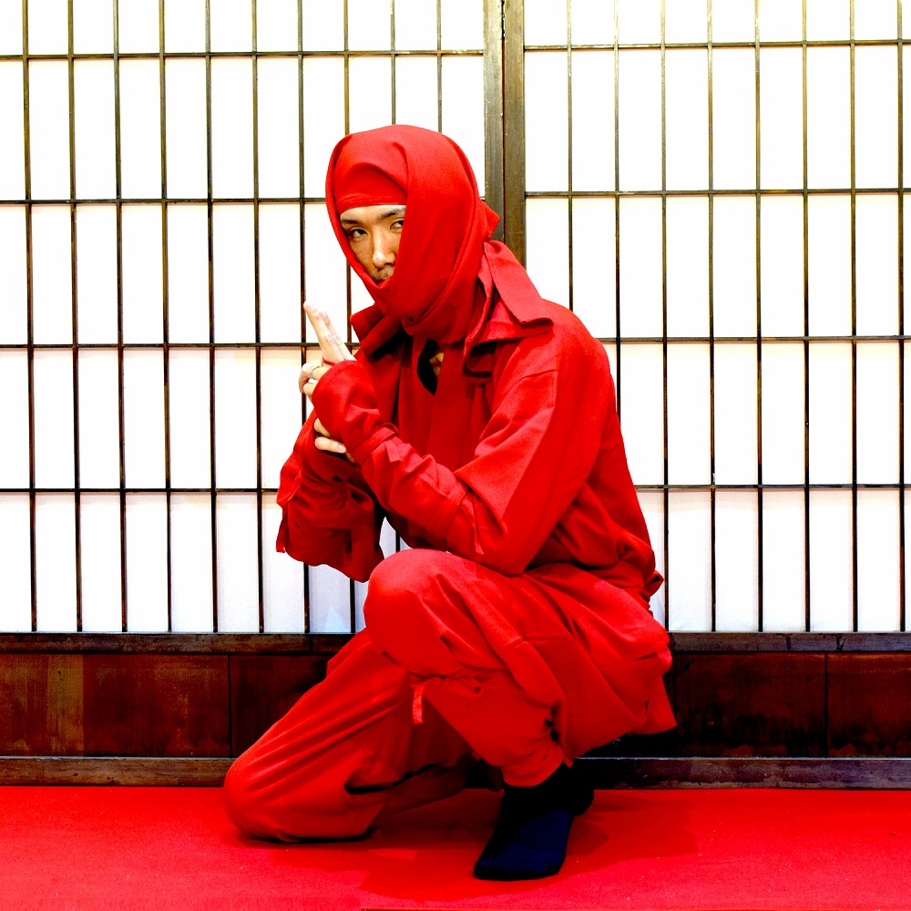 甲賀流忍者衣装 赤 長袖