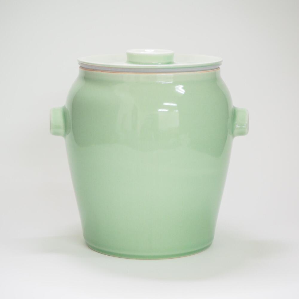 信楽焼　発酵壺　青磁