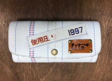 消防ホース・アップサイクル財布［白系・ストライプあり］
