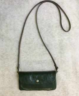 【本革】スマホも入るお財布ポシェット［ダークグリーン］