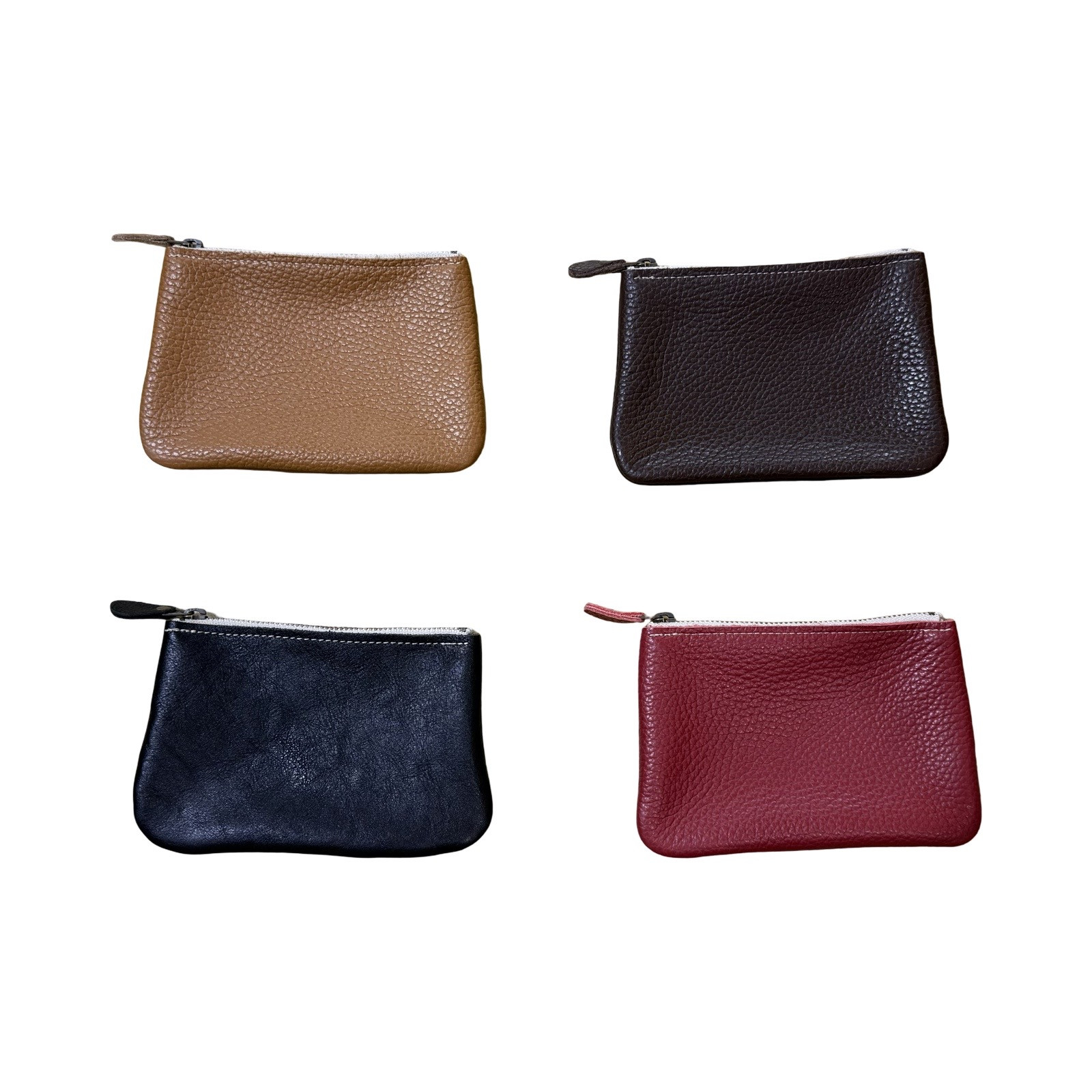 革・ファスナーポーチ ミニ［チョコ］