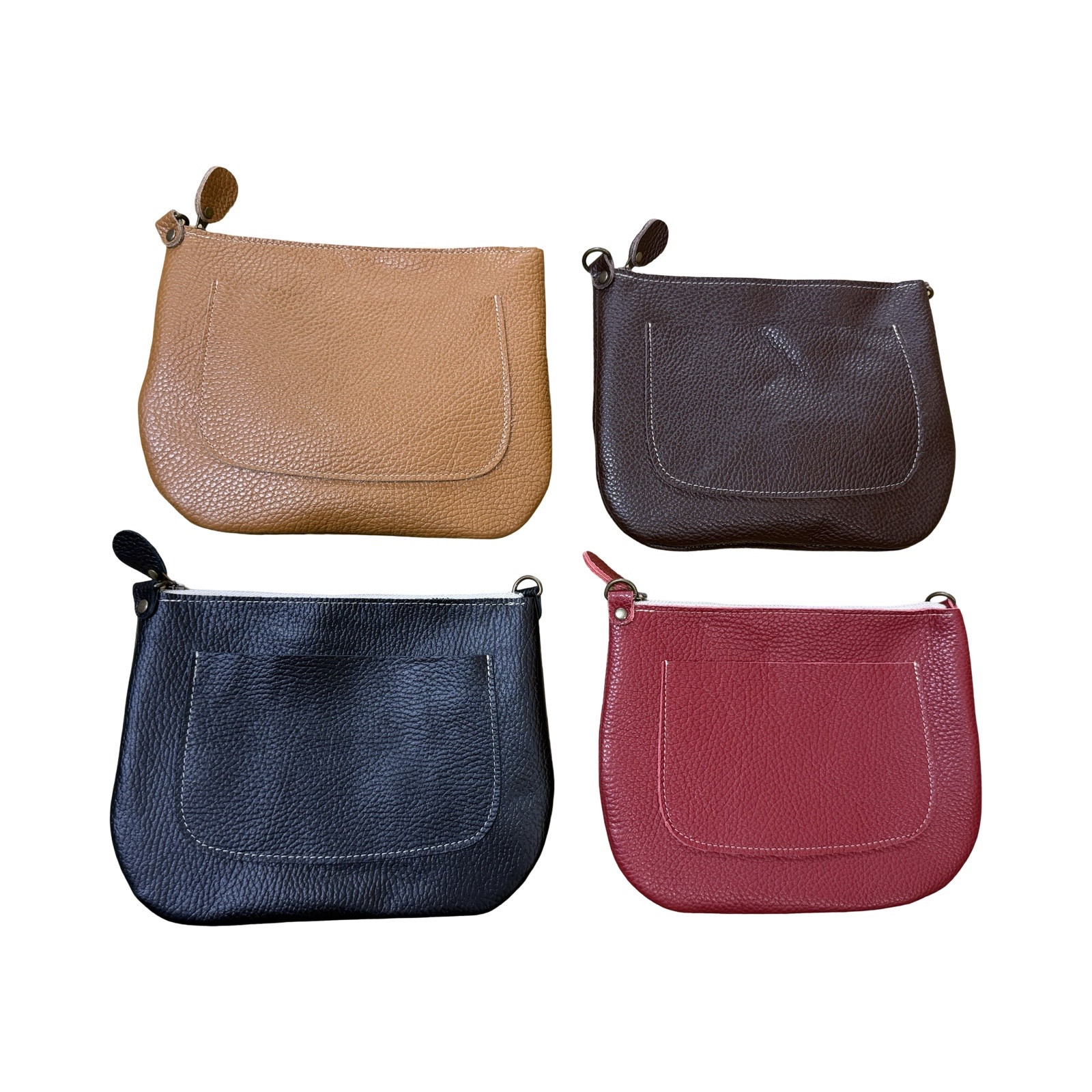 革・ファスナーポーチ ラージ［チョコ］