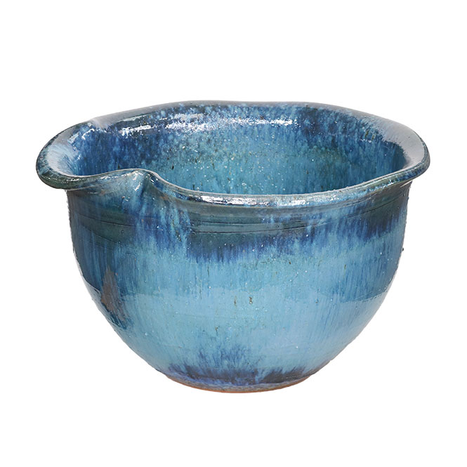 【信楽焼】 睡蓮鉢 青ガラス片口水鉢 めだか鉢(9057-09)