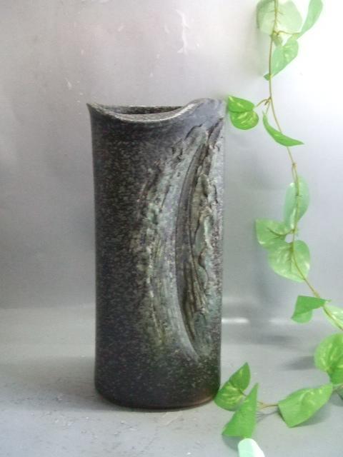 【信楽焼】緑彩釉花入れ　花入　花器　花瓶　nha-020